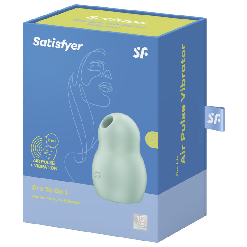 SATISFYER - STIMULATEUR ET VIBRATEUR DOUBLE AIR PULSE PRO TO GO 1 BLEU