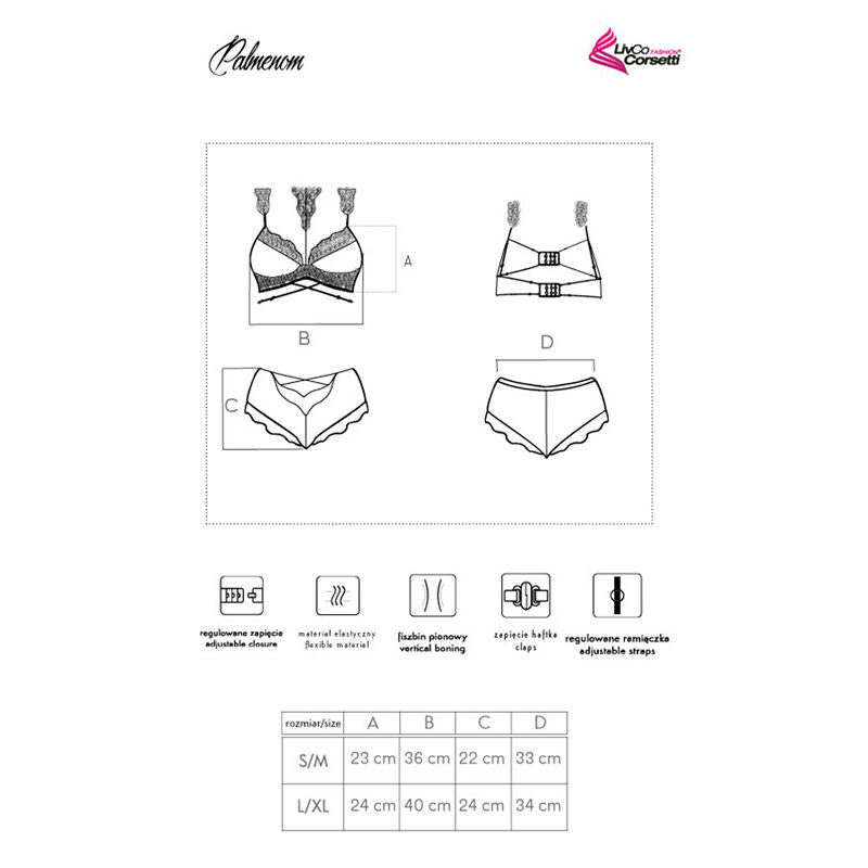 LIVCO CORSETTI FASHION - PALMENOM LC 90614 SOUTIEN-GORGE + CULOTTE NOIR L/XL