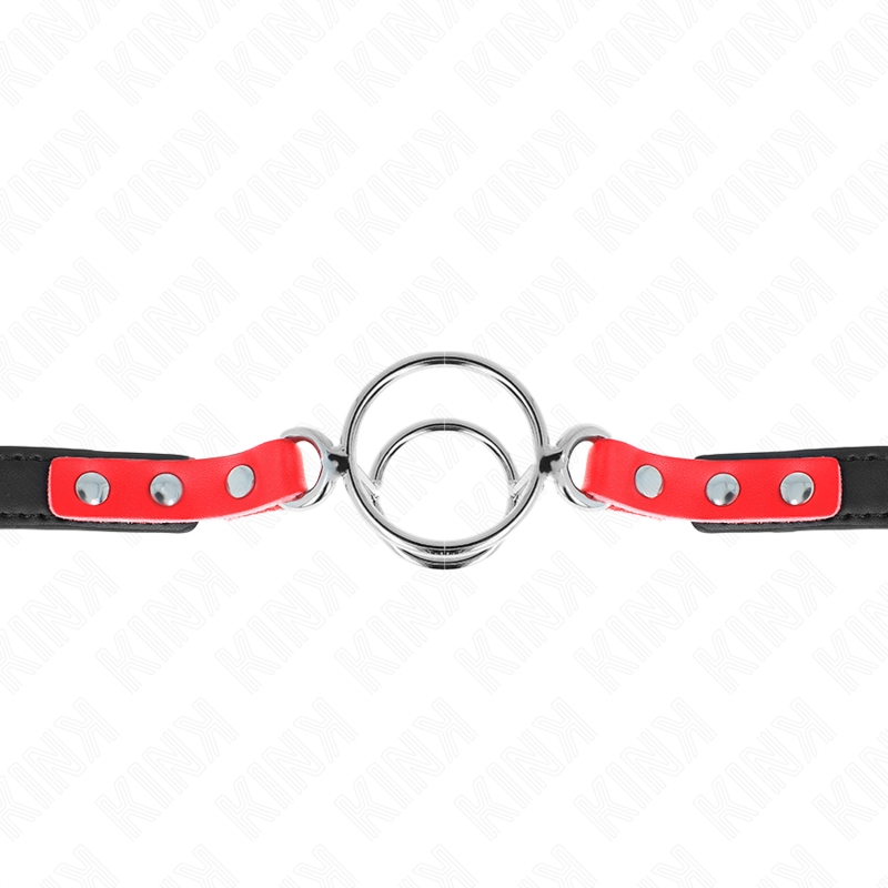 KINK - GAG AVEC PLUSIEURS O-RINGS 4 / 4,8 CM ROUGE 38 X 56 CM