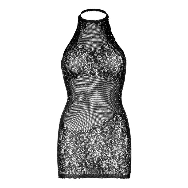 LEG AVENUE - RHINESTONE HALTER MINI ROBE TAILLE UNIQUE - BLANC