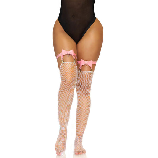 LEG AVENUE - JARRATIÈRE HAUTE EN CUIR VÉGÉTALIEN TAILLE UNIQUE - ROSE