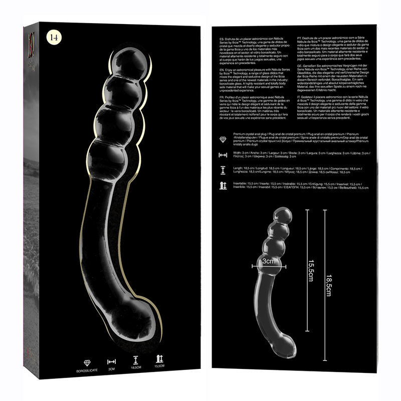 NEBULA SERIES BY IBIZA - MODÈLE 14 GODE EN VERRE BOROSILICATE ROSE 18.5 CM -O- 3 CM