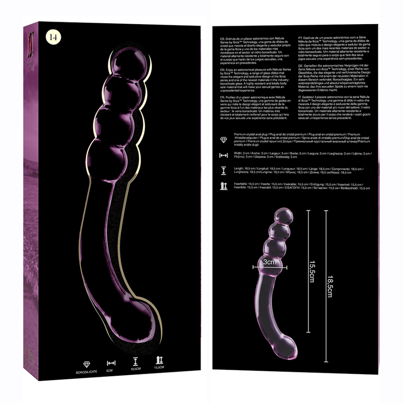NEBULA SERIES BY IBIZA - MODÈLE 14 GODE EN VERRE BOROSILICATE ROSE 18.5 CM -O- 3 CM