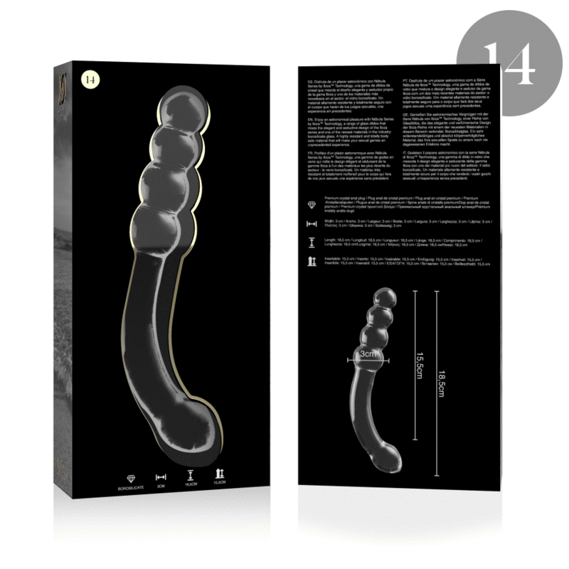 NEBULA SERIES BY IBIZA - MODÈLE 14 GODE EN VERRE BOROSILICATE ROSE 18.5 CM -O- 3 CM